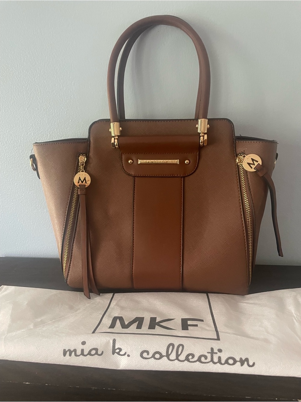 Mia K. Collection Brown Structured Satchel